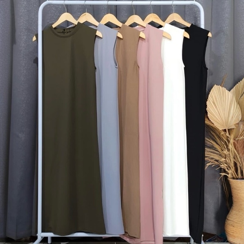 INNER DRESS KNIT / INNER DRESS BUMIL / INNER RAJUT TANPA LENGAN BISA COD