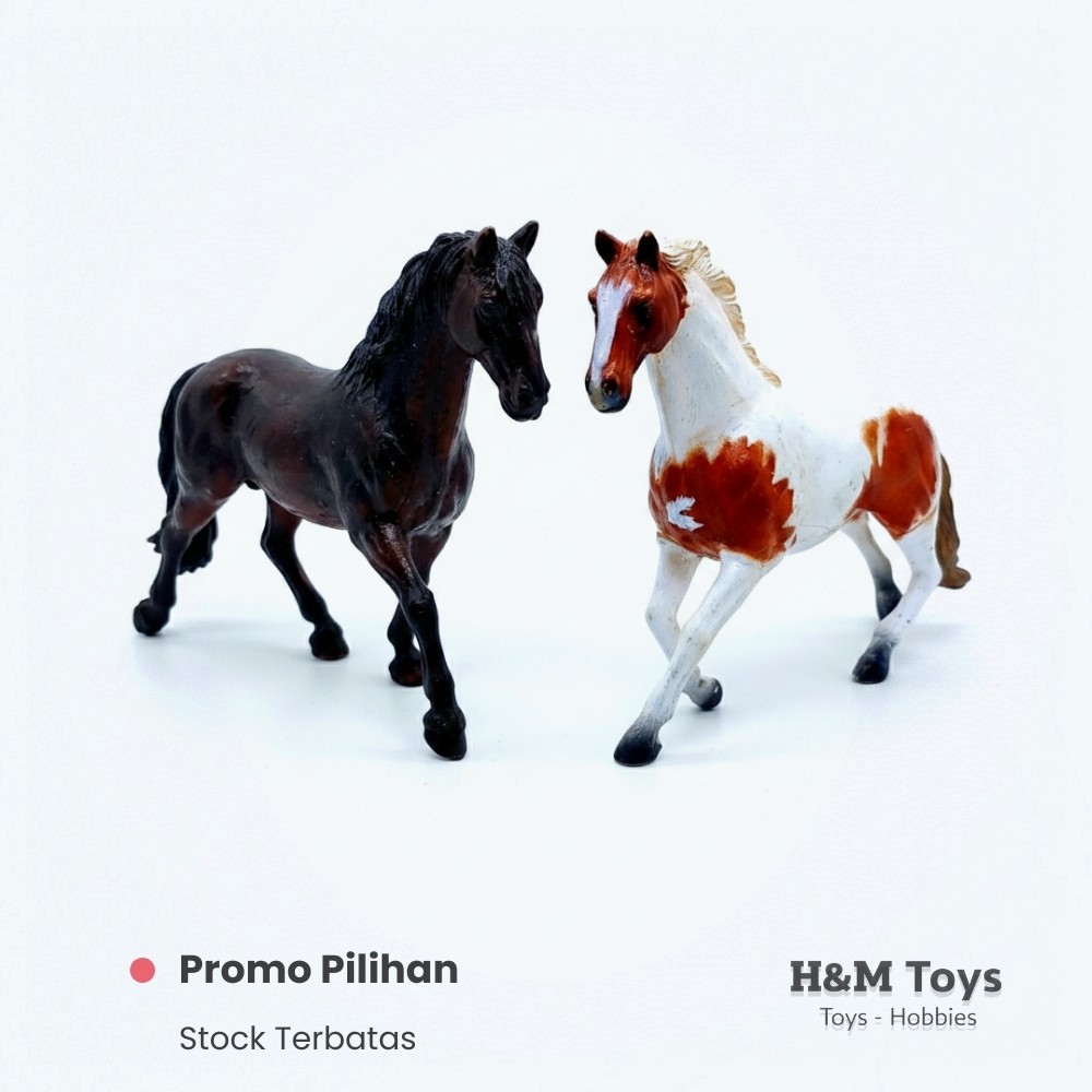 Miniatur Kuda Realistis | Mainan Edukasi Anak & Figure Pajangan | Varian Hitam / Putih Coklat
