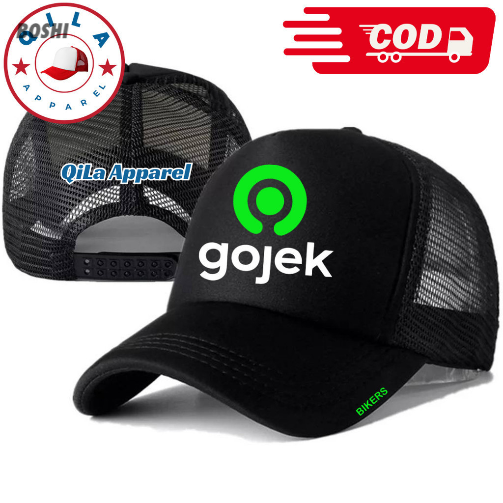 Topi Trucker GOJEK - Topi Distro GOJEK Logo - Topi OJOL GOJEK Premium - Topi Pria Dewasa - Topi Pria
