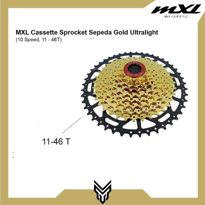 Cassette MXL Gold Ultralight 10 Speed 11-46T Sprocket Cassette Gear Sepeda