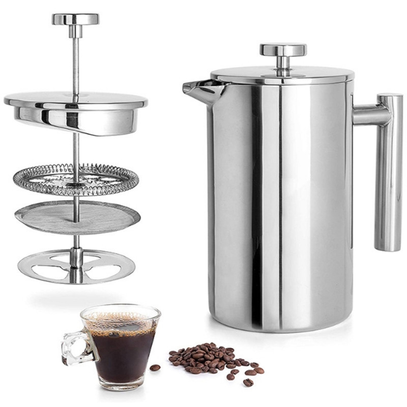 French Press Coffee Pot Doublelayer Stainless Steel Coffee Pot ulation Tea Maker French Press Coffee