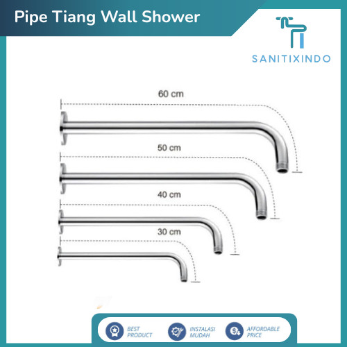 Shower Pipe Tiang Wall Shower Pipa Dinding Tembok 30 - 60 cm