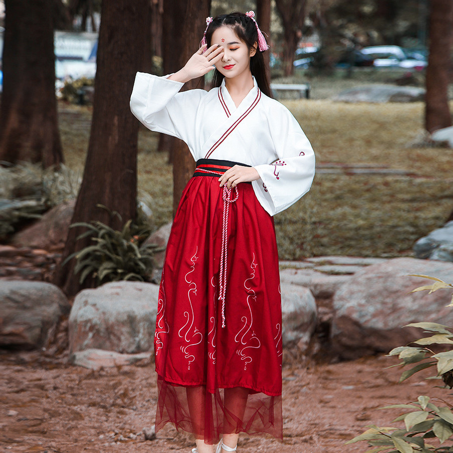 IMB-09 dress imlek merah tahun baru cina chinese new year terusan wanita pakaian hanfu baju tradisio