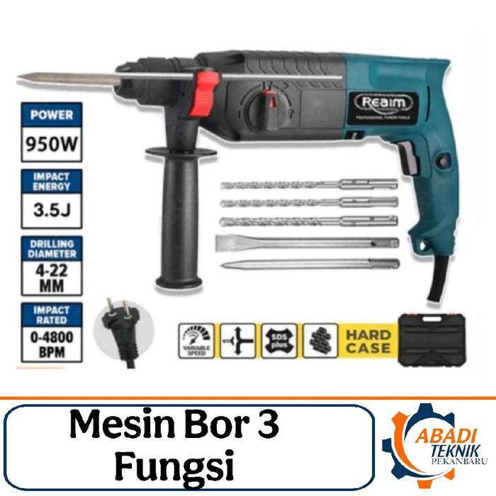 Bor Hammer Drill REAIM Mesin Bor Bobok Beton Rotary Hammer Bor 3 Fungsi 3IN1