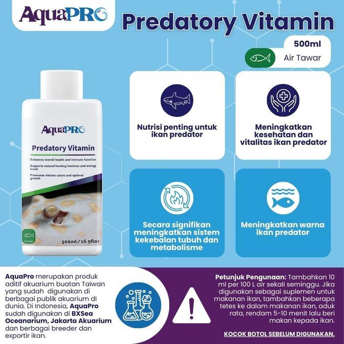 AquaPro Predatory Vitamin 500ml/16.9 floz Vitamin Ikan Predator
