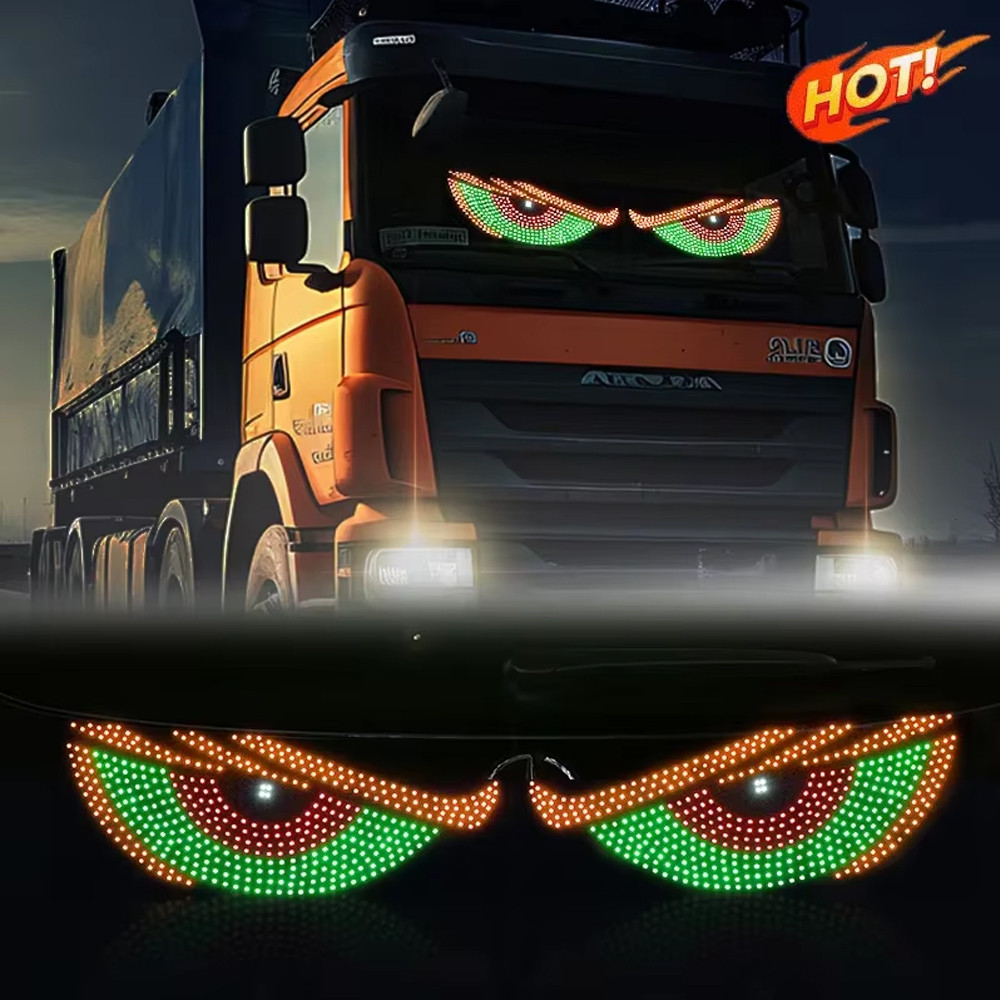 Lampu Dekoratif Mata Iblis Dinamis RGB untuk Truk, Lampu Mata Iblis LED, Panel Pixel Dekorasi Layar,