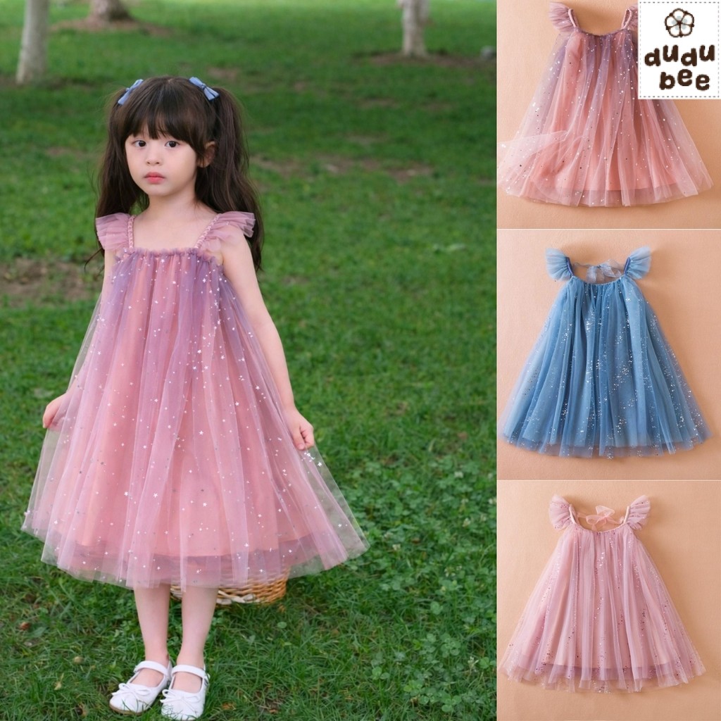 2-8th DRESS TUTU GLITTER -  IMPORT KOREA Baju Baby Bayi Anak Gaun Tile Pesta Elegan Balita Ulang Tah