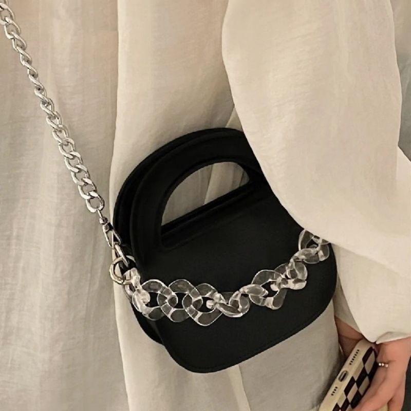 [Bintang Kota][COD] Tas Rantai Akrilik Persegi Kecil Baru, Tas Selempang Bahu, Tas Wanita Canggih