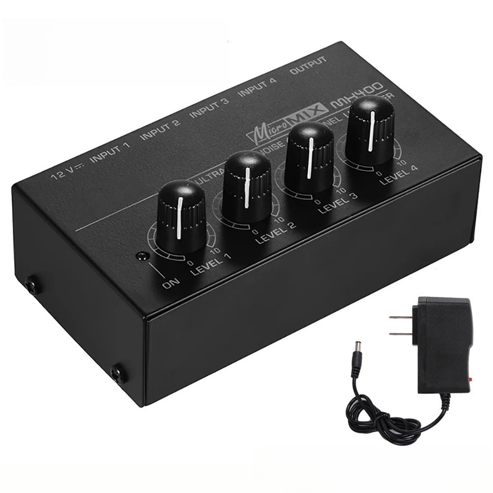 4 Channel Line Mixer Mini Sound Mixer DC 12V Easy Operation Audio Mixer Ultra Low Noise 4 Input 1 Ou