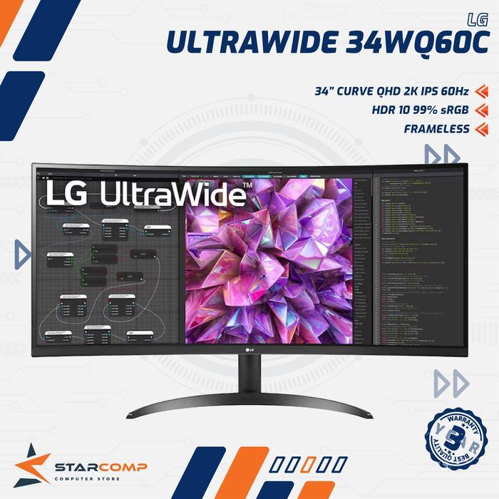 LG UltraWide 34WQ60C Curved 34 Inch QHD 2K IPS Monitor LED