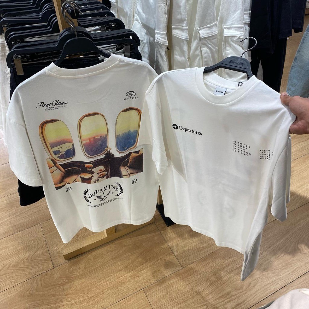 (COD) New Kaos Tshirt Bershka (Man) 1:1 Unisec Full Tag T-Shirt Full Brand