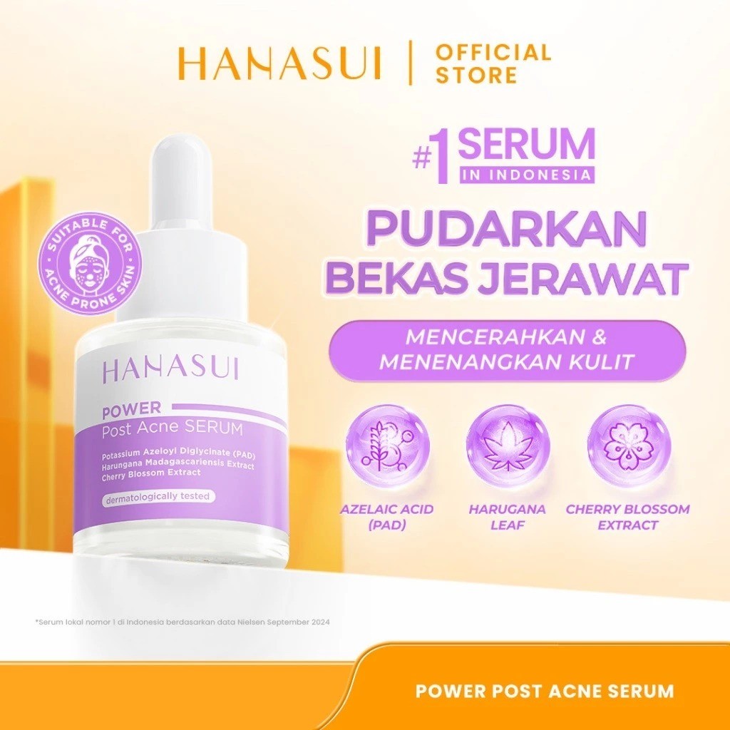 Hanasui Power Post Acne Serum [UNGU] - Pudarkan Bekas Jerawat dan Cegah Jerawat Kembali