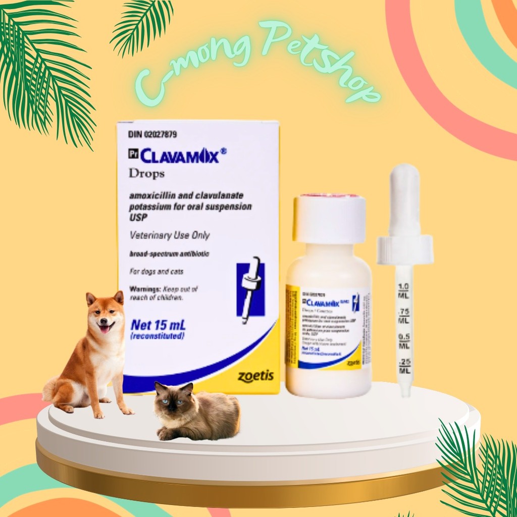 Clavamox Drops Oral Suspension Antibiotik Kucing Anjing 15ml