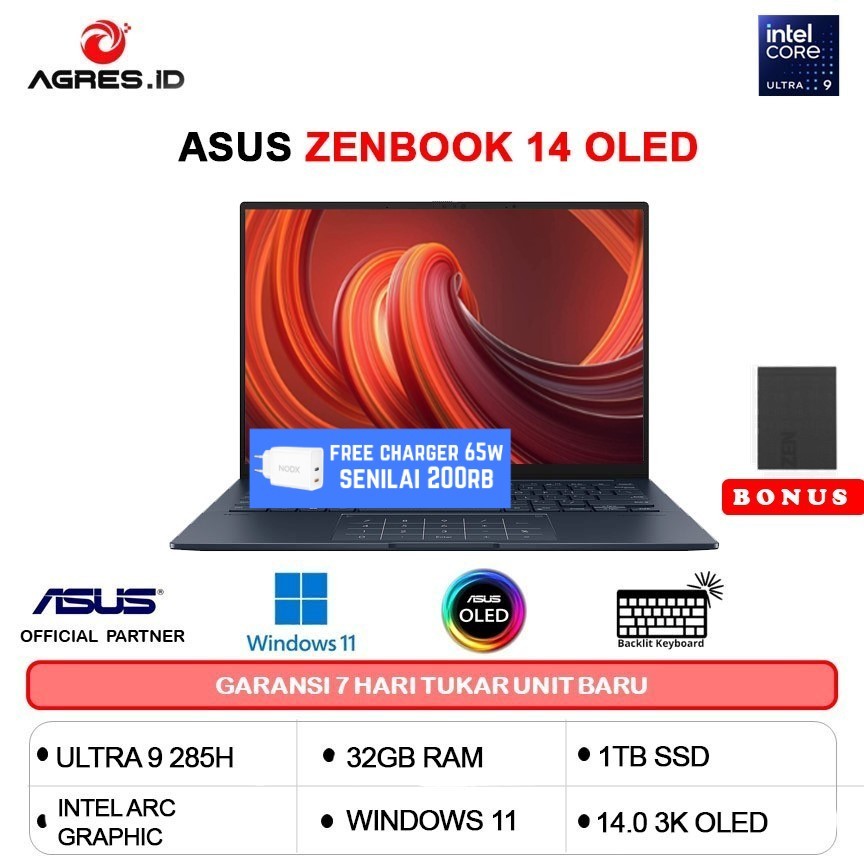 ASUS ZENBOOK 14 OLED TOUCH UX3405CA ULTRA 9 285H 32GB 1TB W11+OHS 14.0 3K 120HZ EVO SLV -OLEDS9321TM
