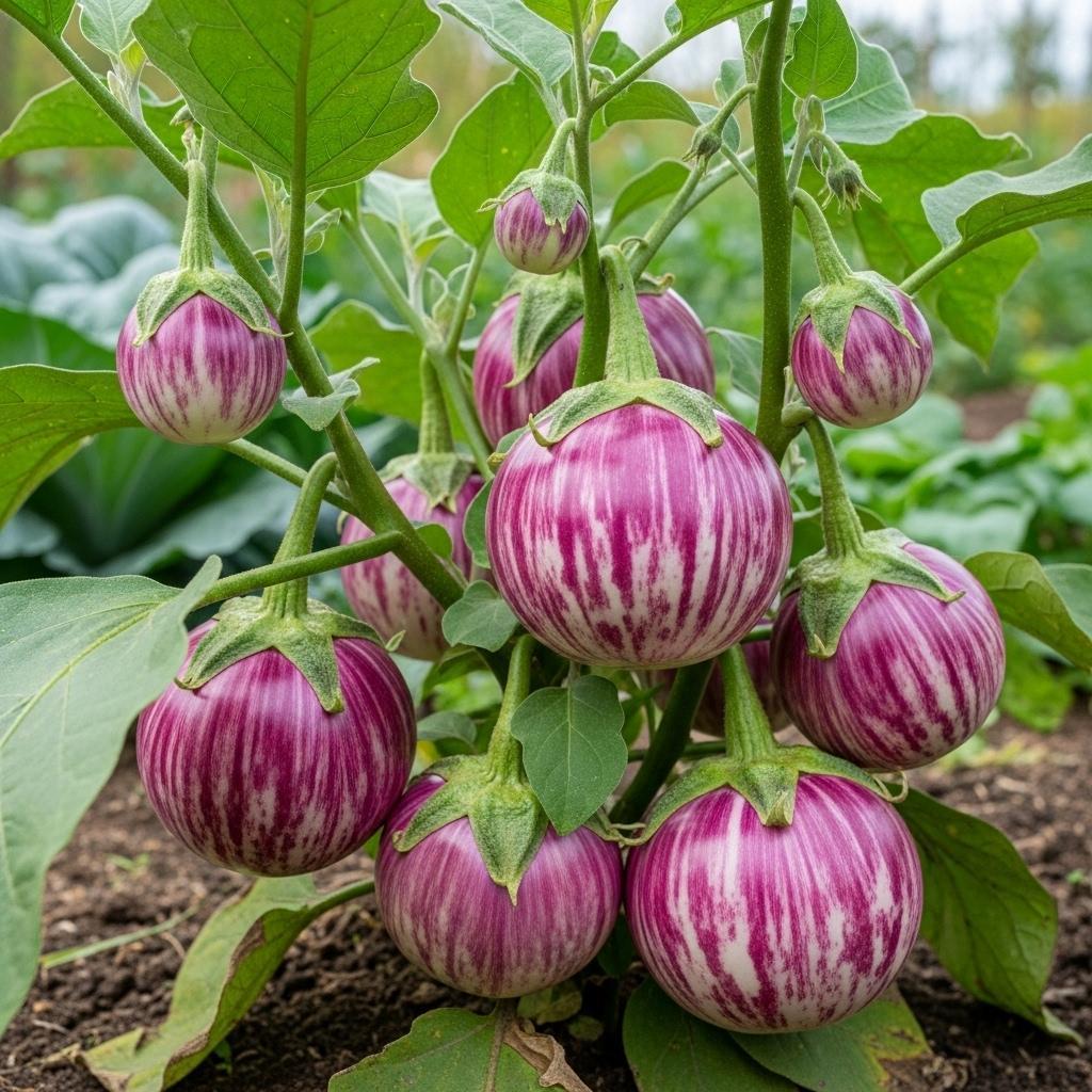 500 biji bibit BenihTerong lalap Ungu Sriti terong ungu Bulat Benih Terong Lalap