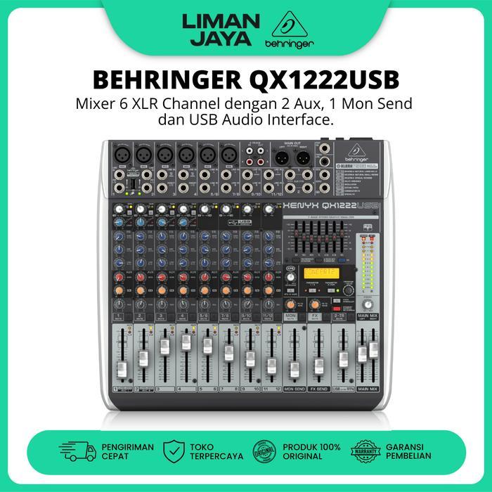 BEHRINGER QX1222USB Mixer 6 Channel Mic 2 Stereo 12 Input Soundcard USB Audio Interface