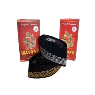 Kopiah Songkok Hitam Dengan Motif Tinggi 9 Ukuran 7 Merk Wayang Berkualitas