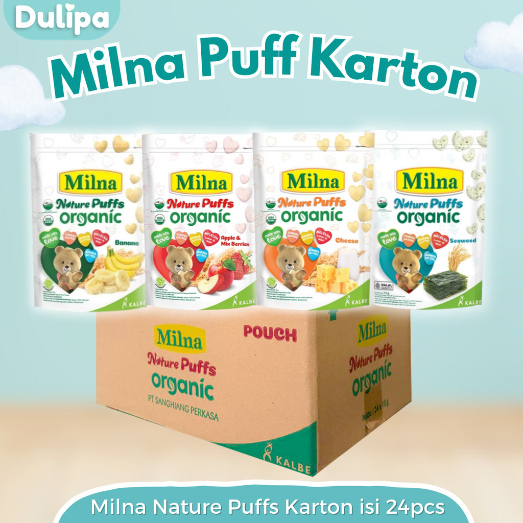 Milna KARTON Puff isi 24 pcs Milna Nature Puffs Snack MPASI Bayi PUFF Cemilan Anak Bayi