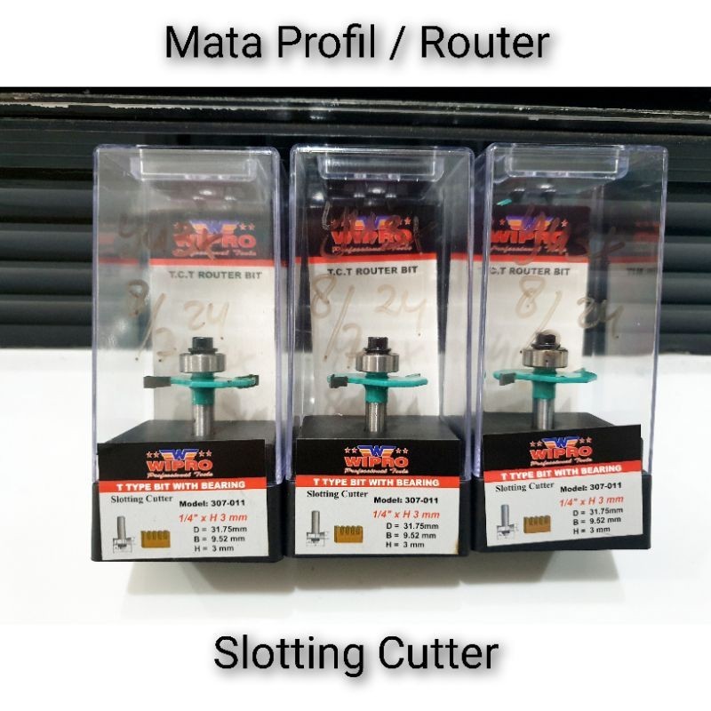 Wipro Mata Profil Kayu Slotting Cutter With Bearing 1/4" 1/2" - Mata Router Slotting Cutter - Mata T