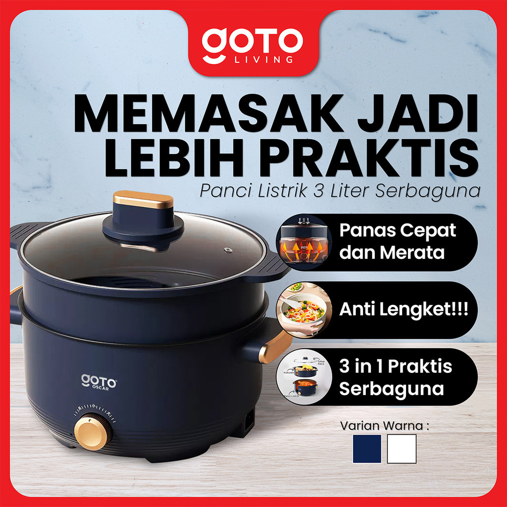 Goto Oscar Panci Listrik Elektrik Fry Pan 3L Goreng Kukus Serbaguna