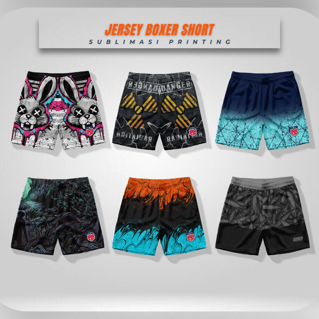 GCB06 - Boxer jersey pria wanita XXL | Celana pendek printing sublim | Celana dalam kolor jumbo
