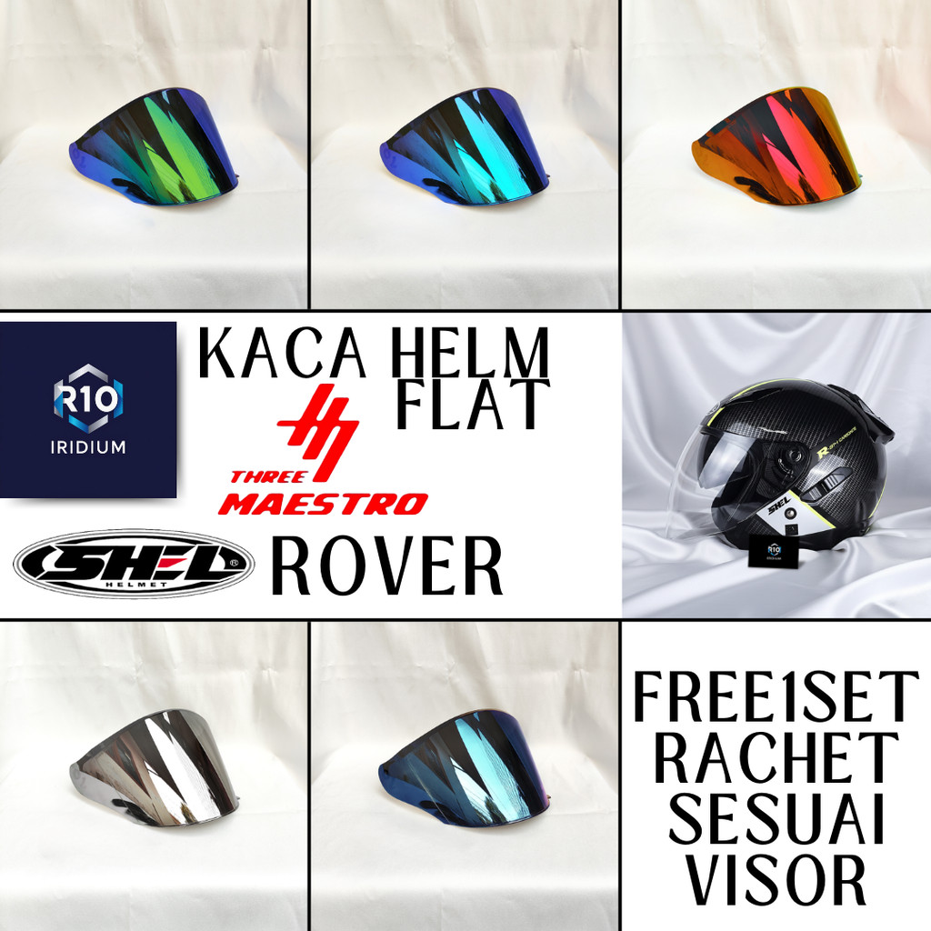 Kaca Helm SHELL EQUALIZER | ROVER R-814 Visor Helmet FLAT free Rachet Three maestro iridium murah tm