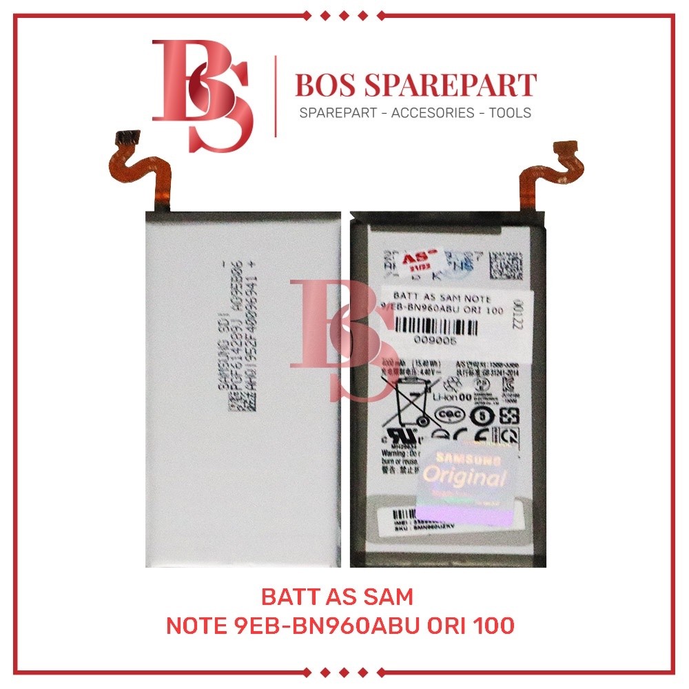 Bos Sparepart ITC Cempaka - BATERAI AS SAMSUNG NOTE 9 / EB-BN960ABU ORI 100 / BATTERY / BATRE
