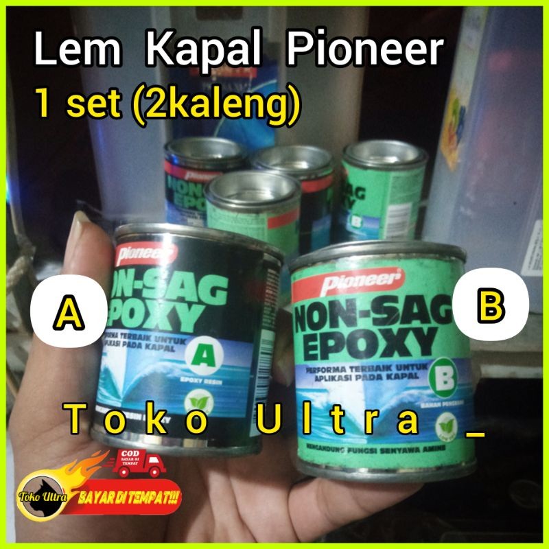 LEM KAPAL PIONEER (1 SET 2 KALENG ) LEM PIONEER / LEM KAPAL / LEM BESI DAN FIBER / LEM ANTI BOCOR DI