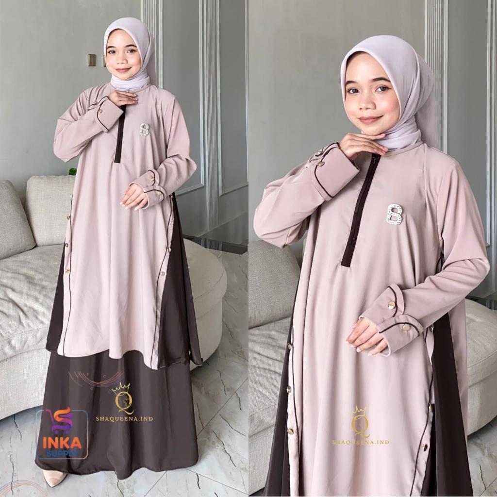 Inkaasup- Zafira Set Rok Anti Uv Premium Setelan Rok Syar’i Exclusive Kancing Mewah Atasan Rok Busui