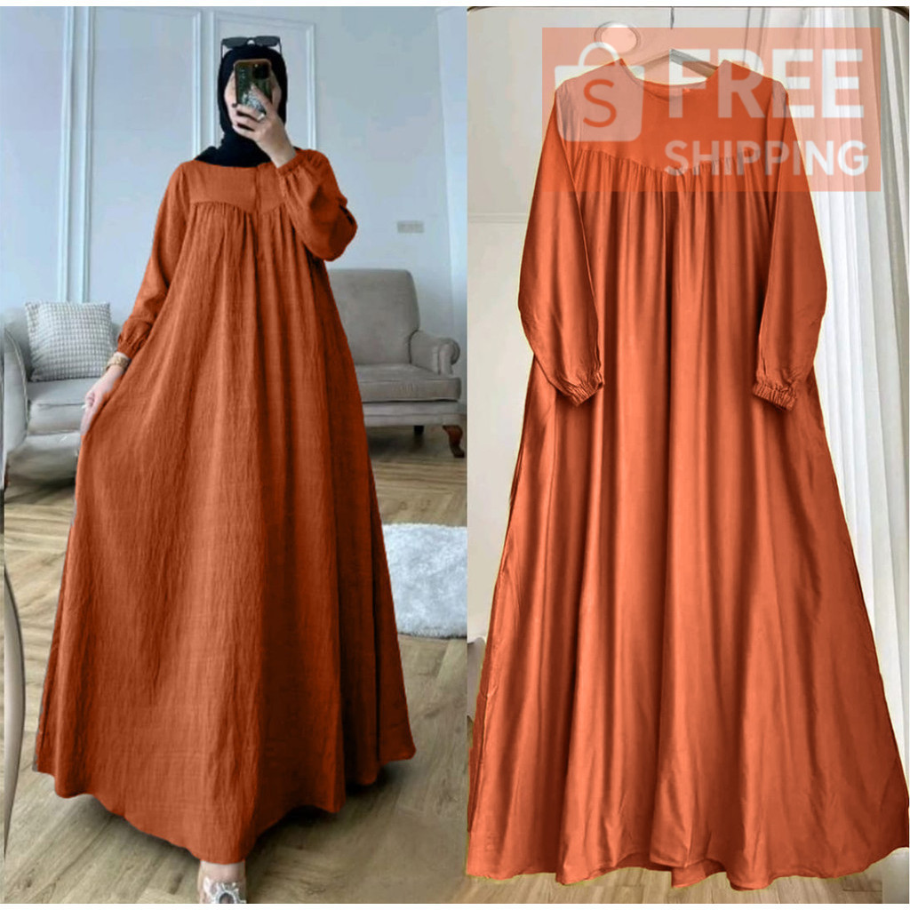 Baju Gamis Simpel Dan Elegan Mewah / Gamis Crinkle Wanita Terbaru 2024pakaian wanita lainnya