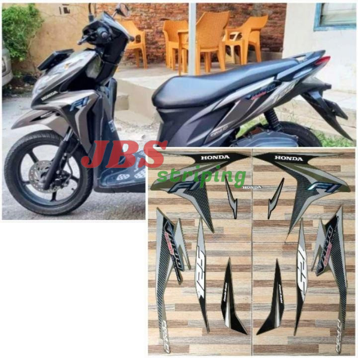 Striping honda vario techno 125 fi old lama iss 2014 coklat brown stiker vario lis body vario