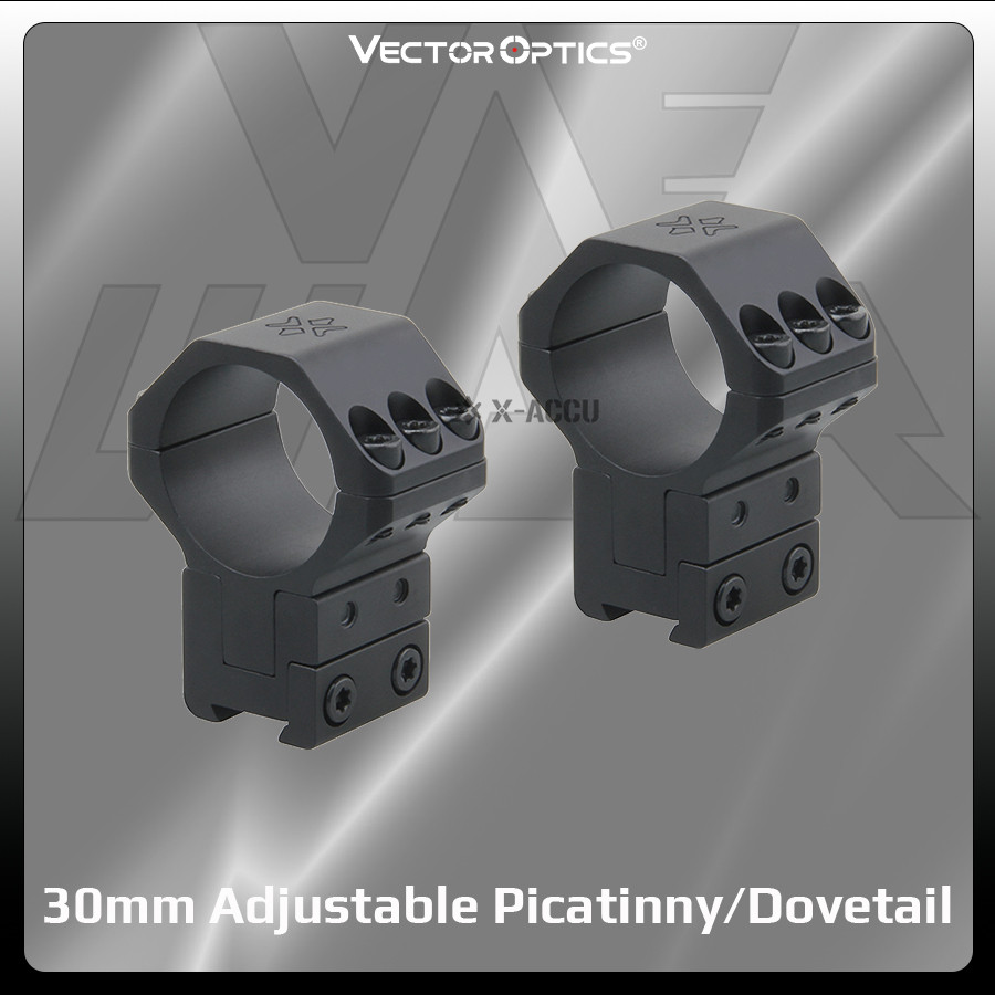Vector Optics 30mm Adjustable Elevation Picatinny dovetail Rail Scope Rings Tactical Mount for