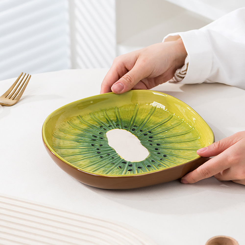 Kiwi Fruit Shape Ceramic Plate Creative American Style Delicate Under Glazed Porcelain nnere Dessert