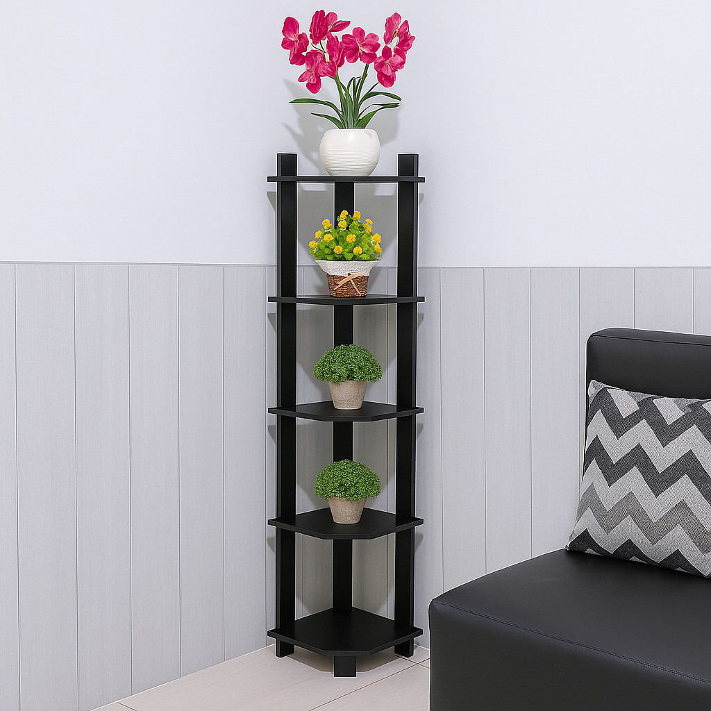 zio - Rak Bunga Sudut 5 susun/Rak bunga pojok lantai/Rak bunga kayu Tinggi 120 cm terbaru kekinian m