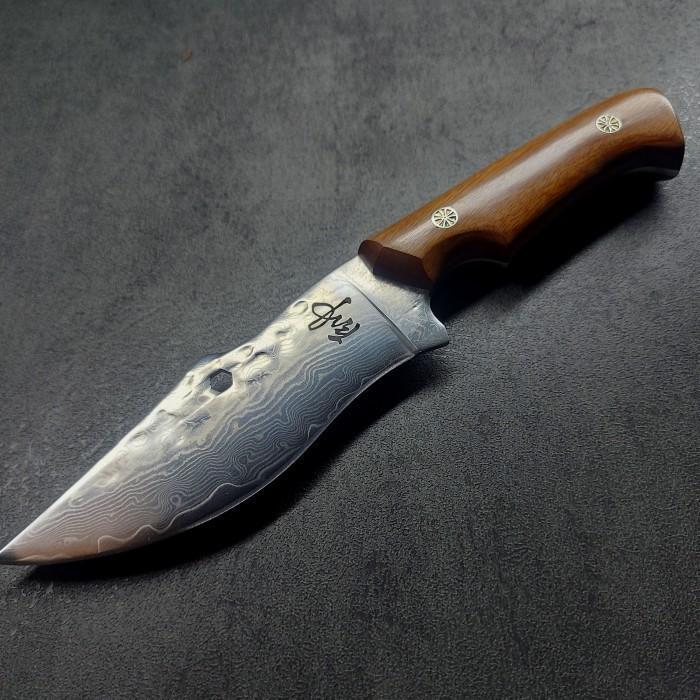 Pisau Outdoor Survival Full Tang Damascus Blade - Drop Point