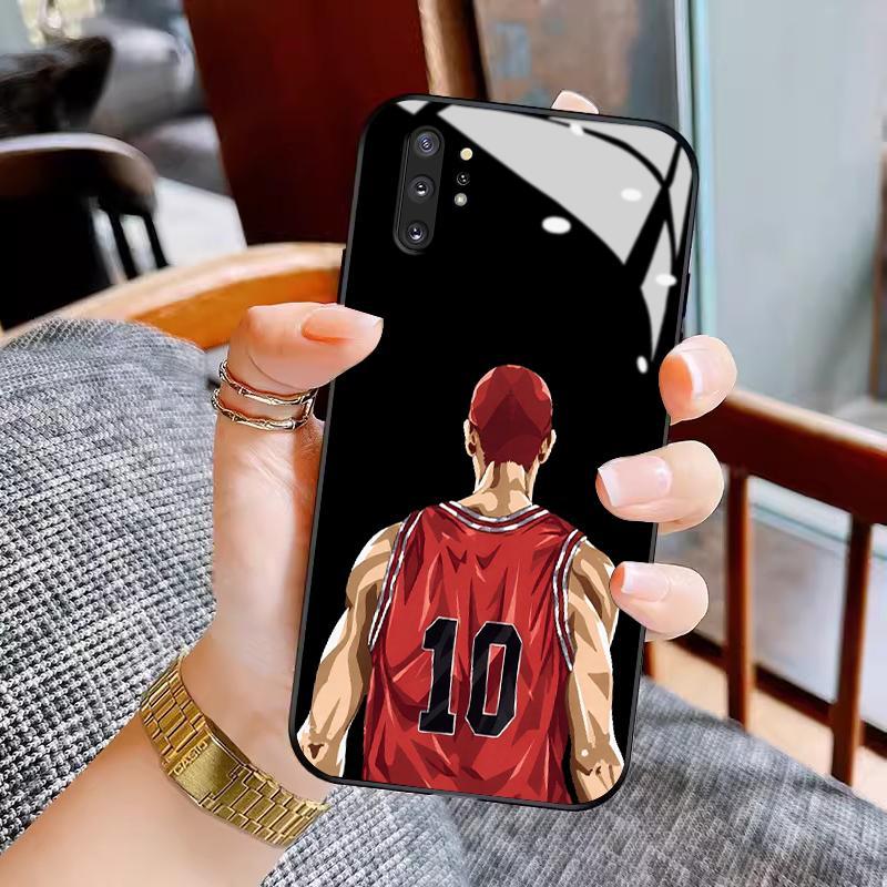 Kaca Glass Case For Samsung Note 10 Plus 9 4G 5G Silikon Back Cover Cool Slam Dunk Hard