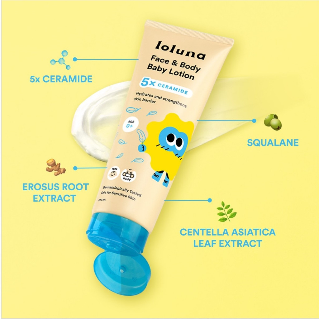 Loluna Face & Body Baby Lotion - Lotion Krim Muka dan Badan Bayi dan Anak / Krim untuk Newborn