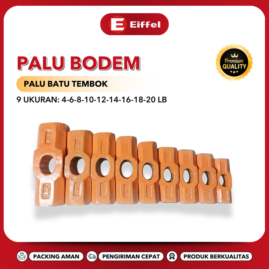 Bodem palu/Palu Bodem 2 -10 LB/ Palu Besi Kepala Batu/Palu Batu RRT / Godam / Bogem / Bodem Tanpa Ga