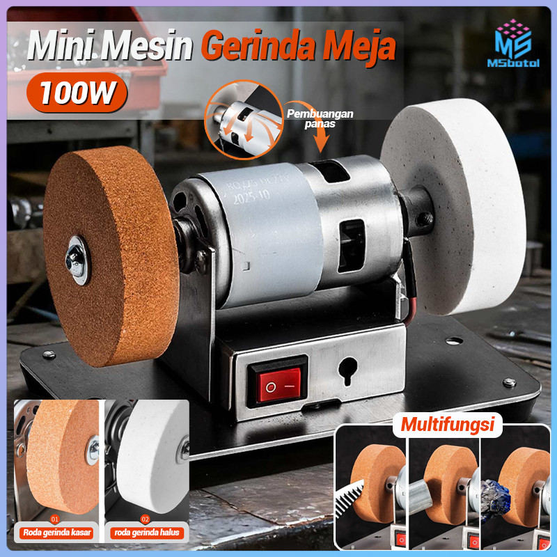 [COD] Mini Mesin Gerinda Meja + Batu Poles Set/Gerinda Duduk Kecil /Grinder Polisgher 100 Watt/Gerin