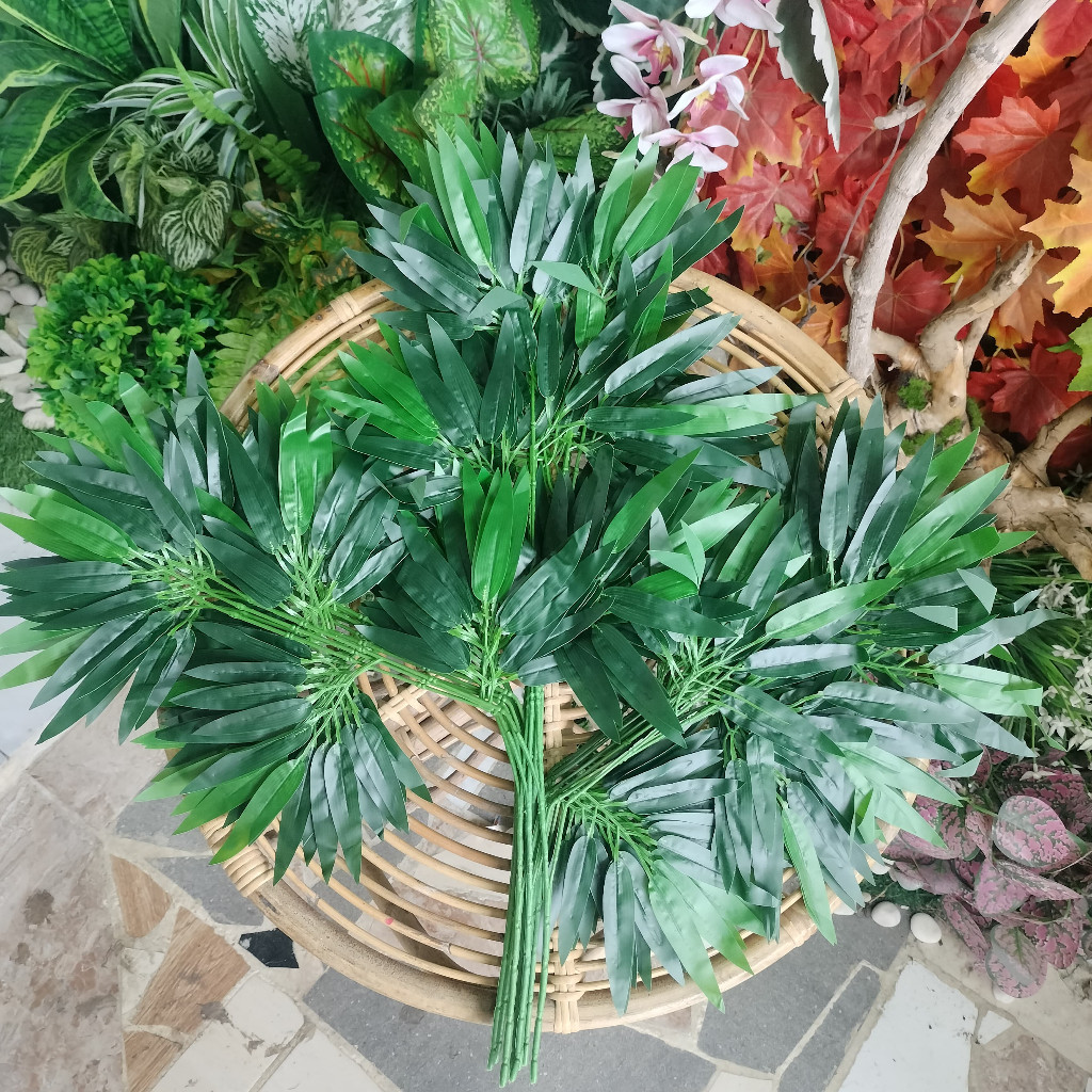 New 1 Lusin Daun bambu Latex/bungaArtificial/BungaHias/TanamanPlastik/ Daun Bambu Hijau/Daun Bambu k