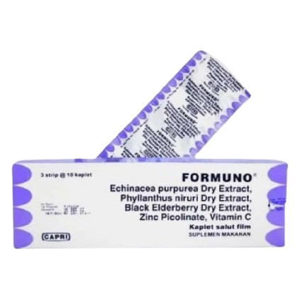 Formuno Kaplet 1 Strip / Box Suplemen Daya Tahan Tubuh Echinacea Zinc Vitamin C Imun Booster Origina