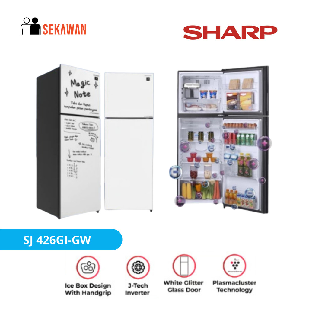 KULKAS SHARP 2 PINTU SJ-426GI-GW KULKAS SHARP 2PINTU J-TECH INVERTER