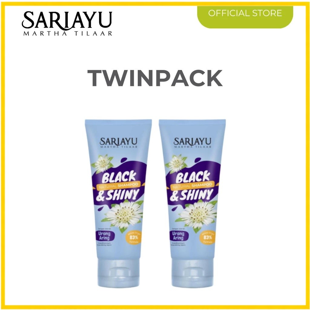 [TWINPACK] SARIAYU Black & Shiny Natural Shampoo 170ml Perawatan Kesuburan dan Menghitamkan Rambut S