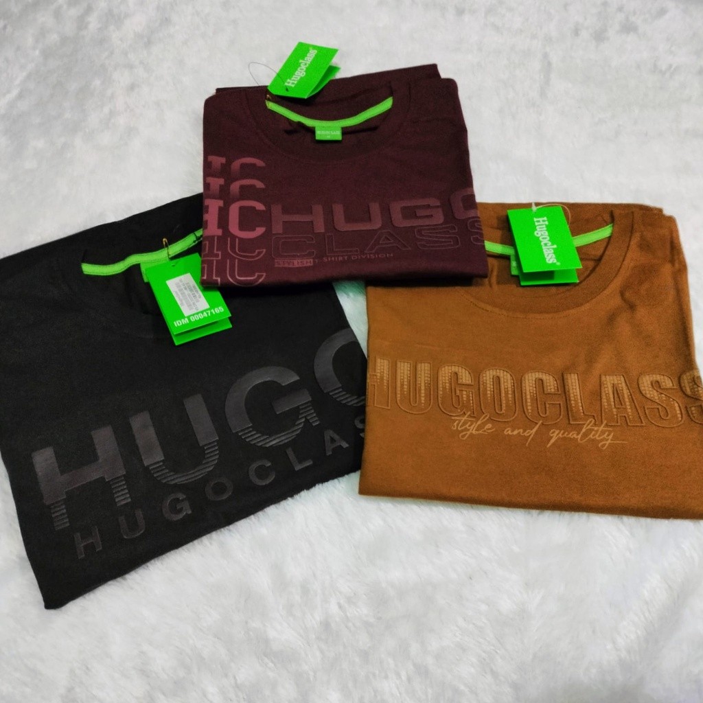 SYAZIAS Baju Kaos cowok dewasa HugoClass Ukuran Jumbo M-XXL Atasan pria distro model terbaru baju di
