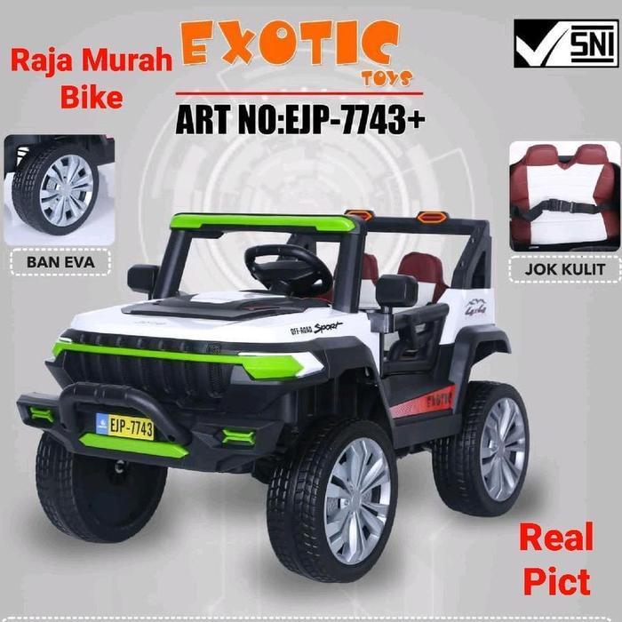 Mobil Aki Exotic 7743+ Mobilan Aki Jeep Rubicon Mainan Anak Mobil Jeep Exotic Ban Karet - Putih