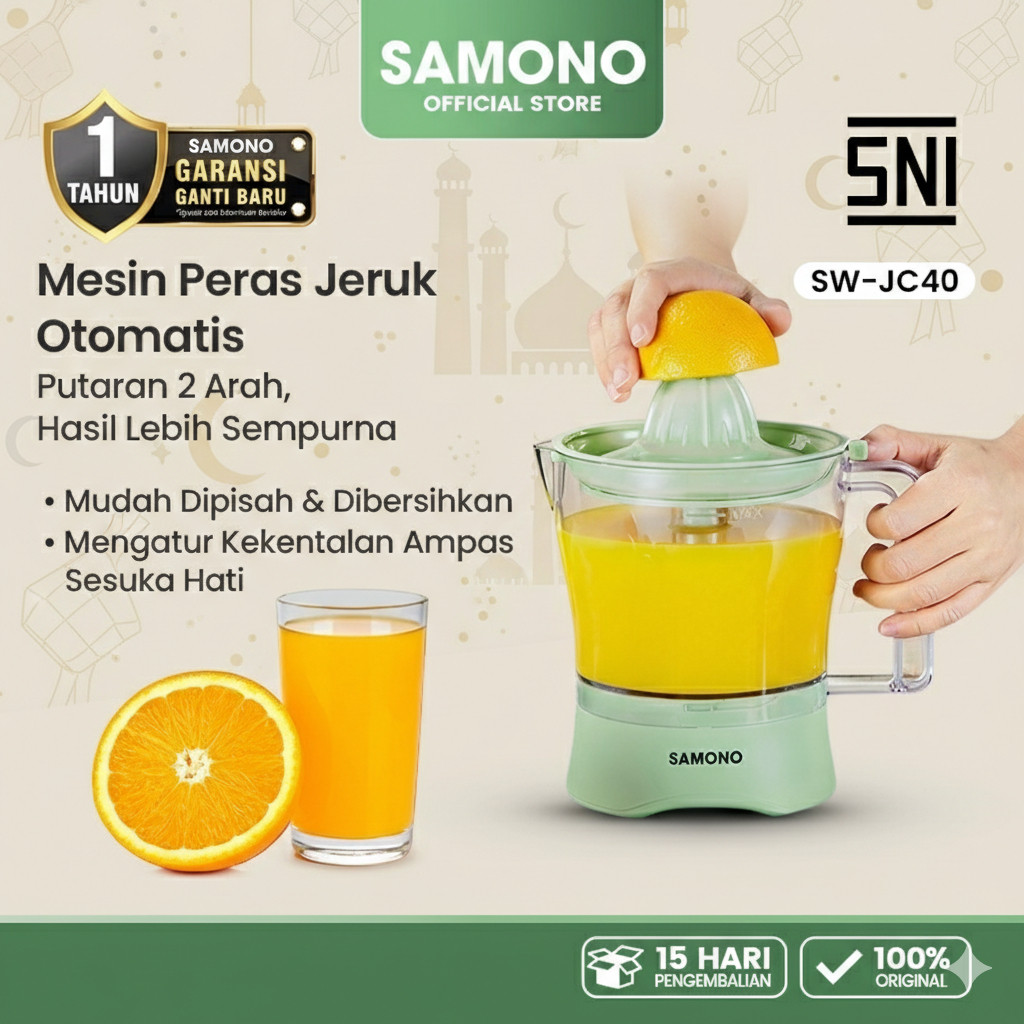 SAMONO Citrus Juicer JC40 Mesin Pemeras Jeruk Elektrik 1.2L 40W Juicer Jeruk Lemon Nipis Automatic D