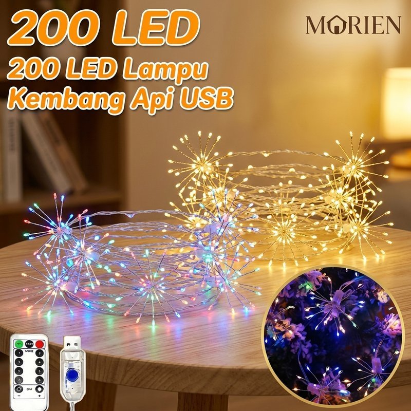 Lampu Kawat Tembaga Lampu Kembang Api 1.5 3 6M Remote Control 8 Mode Bisa Ditekuk Untuk Pesta Natal