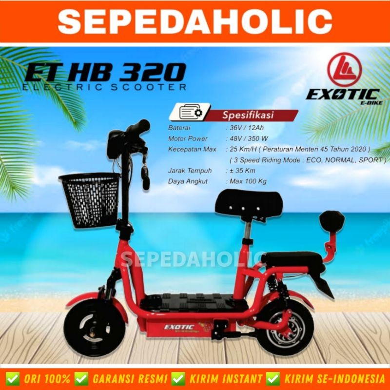 Sepeda Skuter Listrik EXOTIC ET HB 320 / ION ZERO Mini 350 Watt Anak & Dewasa