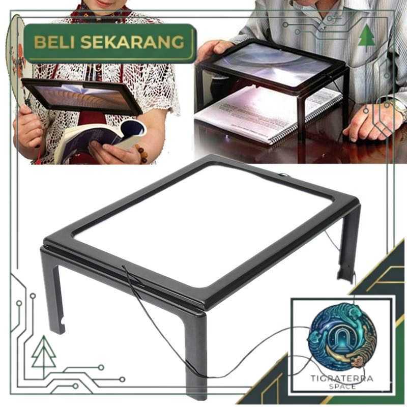 Kaca Pembesar Meja untuk Baca NEWACALOX  Magnifier with 4 LED 3X baca buku