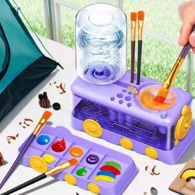 Brush Cleaner Dispenser Pembersih Kuas Lukis & Cat Praktis -Alat Pembersih Kuas Lukis Otomatis, Temp